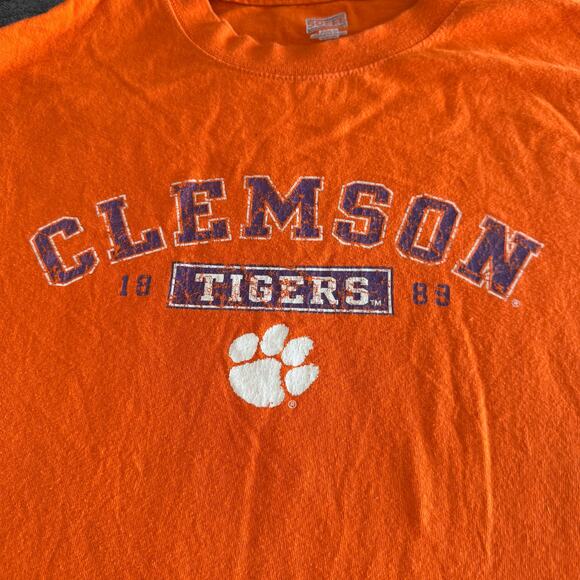 Vintage Soffe NCAA Clemson Tigers Orange Logo Paw 1889 T Shirt Men's X-Large